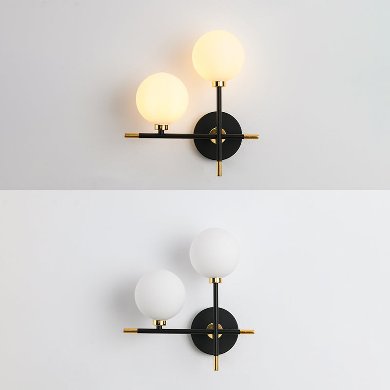 Wohnzimmer Glas Metall Wandleuchte zeitgenössische 2 Kopfwand montierte Leuchte