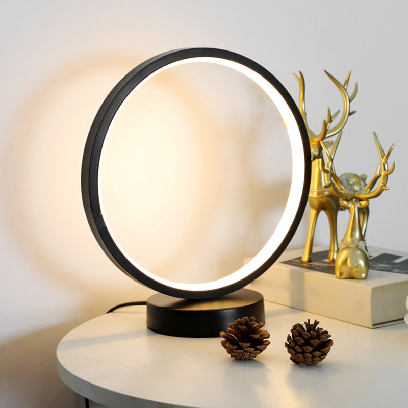 Modern Style Linear Table Lamp Silicone Shade Round Desk Light for Bedroom