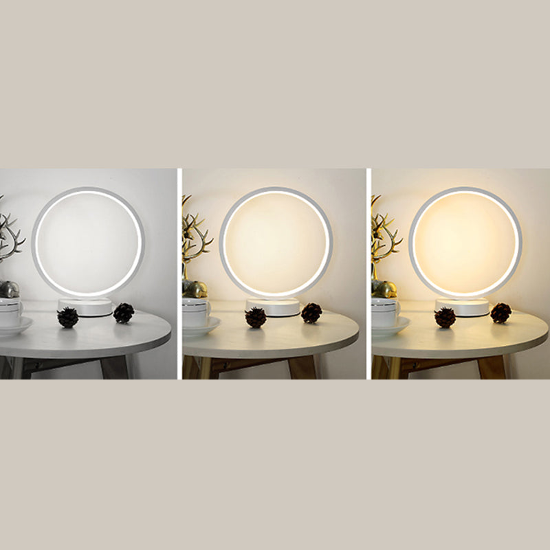 Modern Style Linear Table Lamp Silicone Shade Round Desk Light for Bedroom