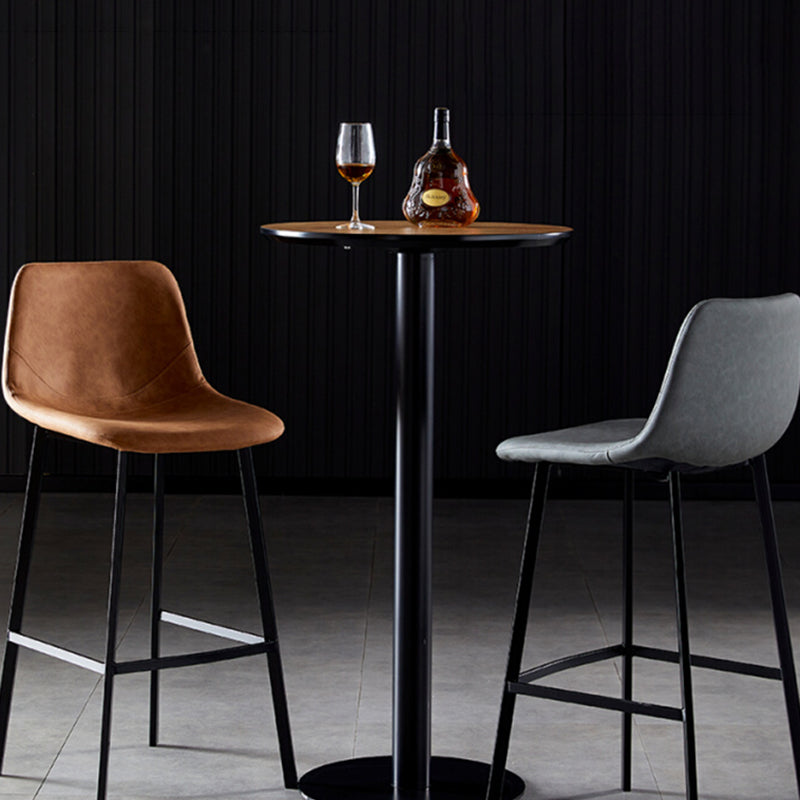 Modern Armless Backrest Counter Stool Iron Household Bar Stool with Leather Cushion