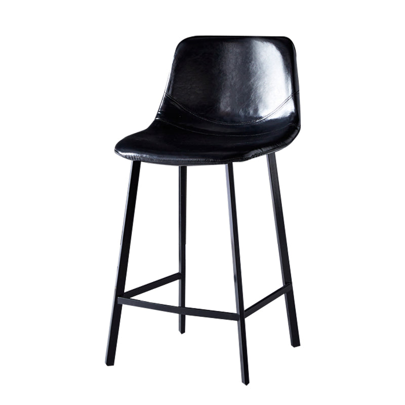 Modern Armless Backrest Counter Stool Iron Household Bar Stool with Leather Cushion