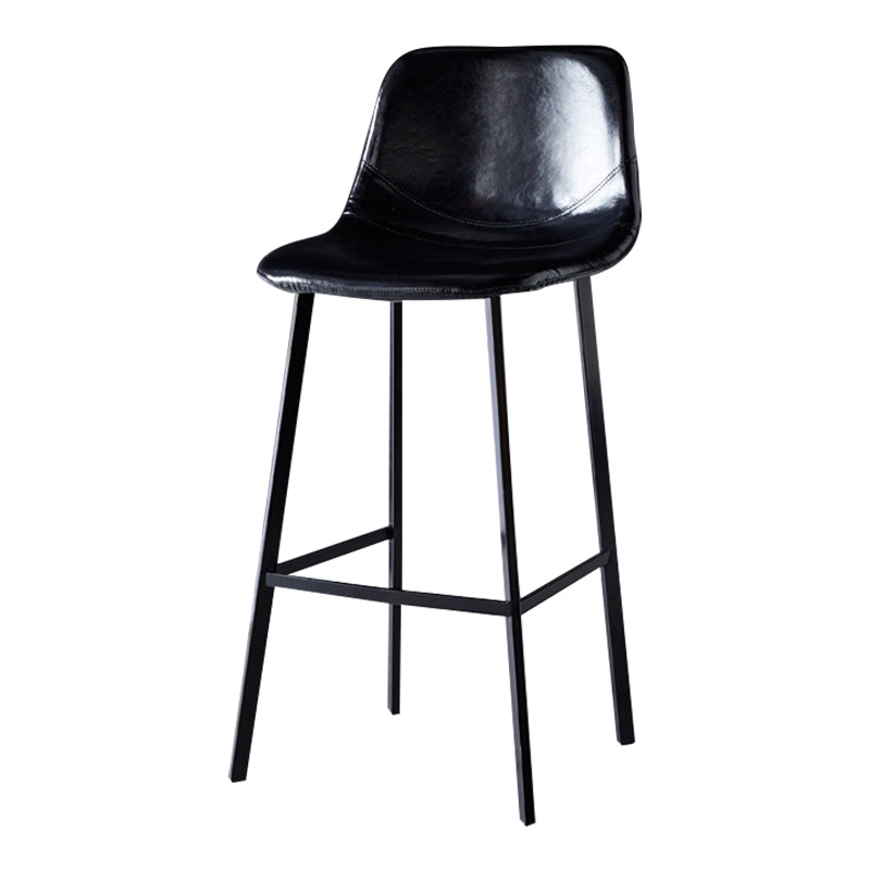 Modern Armless Backrest Counter Stool Iron Household Bar Stool with Leather Cushion