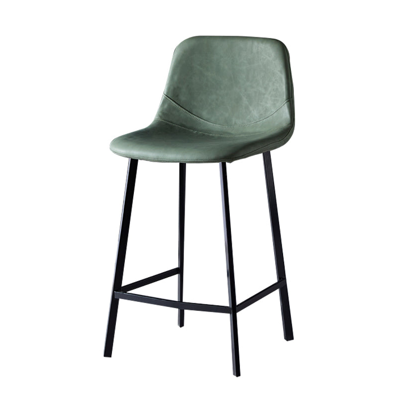 Modern Armless Backrest Counter Stool Iron Household Bar Stool with Leather Cushion