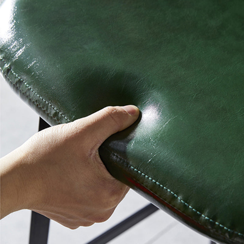 Modern Armless Backrest Counter Stool Iron Household Bar Stool with Leather Cushion