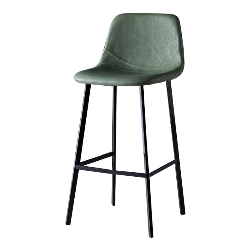 Modern Armless Backrest Counter Stool Iron Household Bar Stool with Leather Cushion