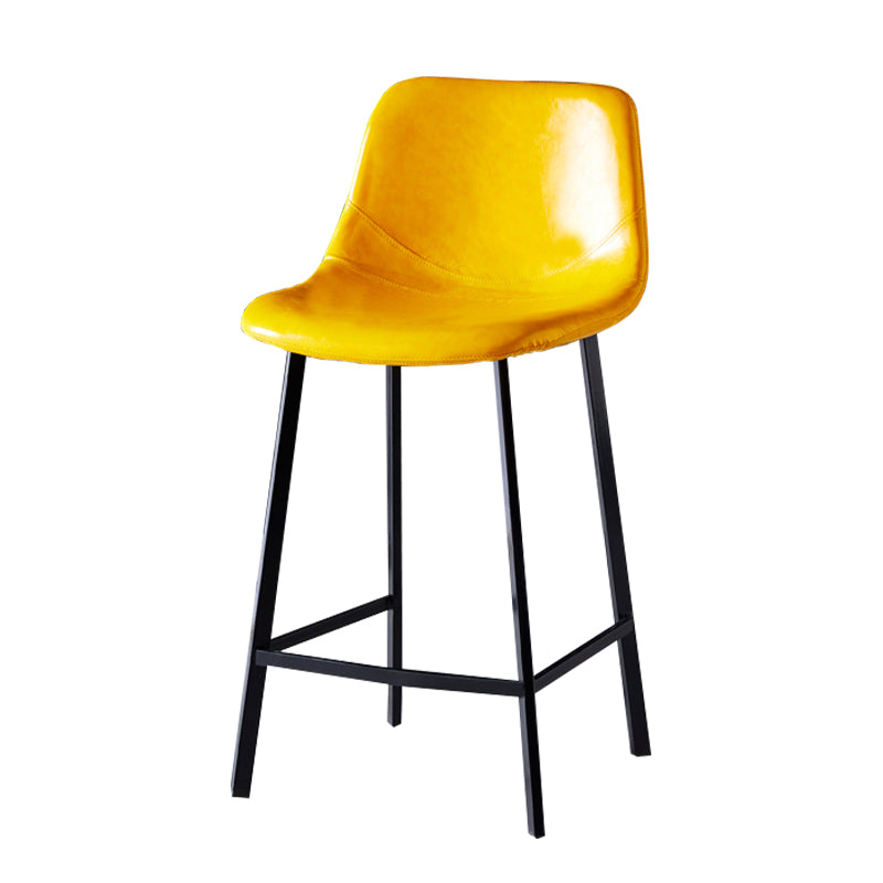 Modern Armless Backrest Counter Stool Iron Household Bar Stool with Leather Cushion
