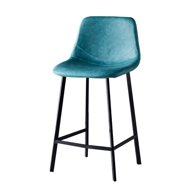 Modern Armless Backrest Counter Stool Iron Household Bar Stool with Leather Cushion