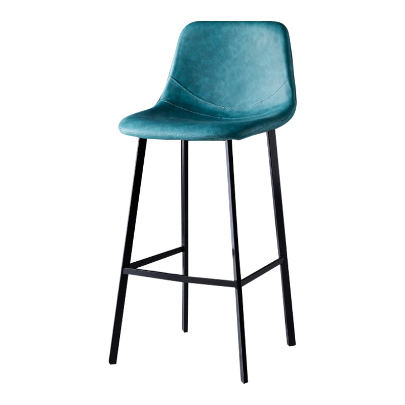 Modern Armless Backrest Counter Stool Iron Household Bar Stool with Leather Cushion