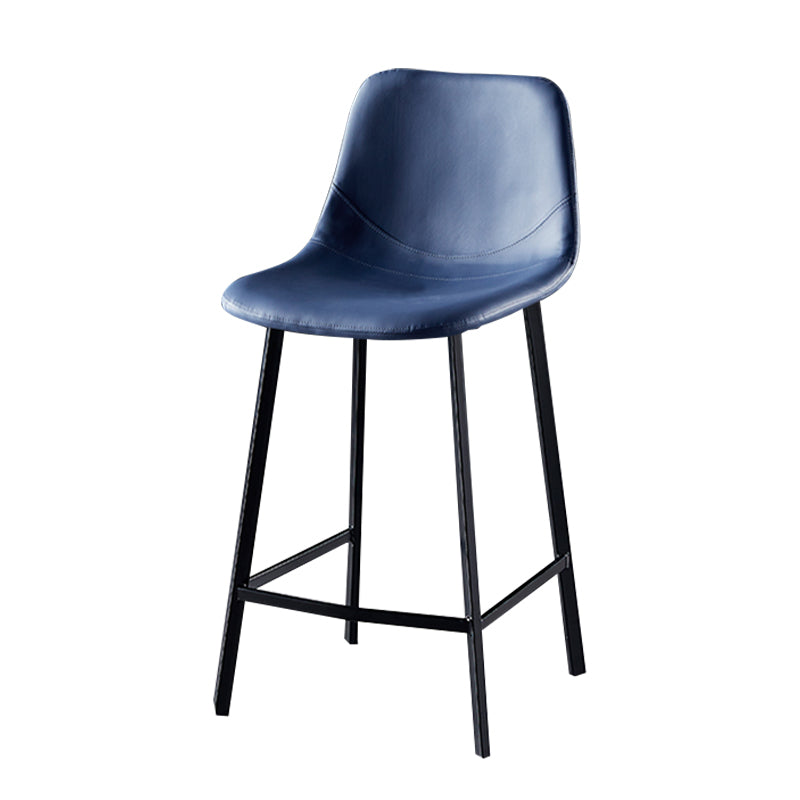 Modern Armless Backrest Counter Stool Iron Household Bar Stool with Leather Cushion