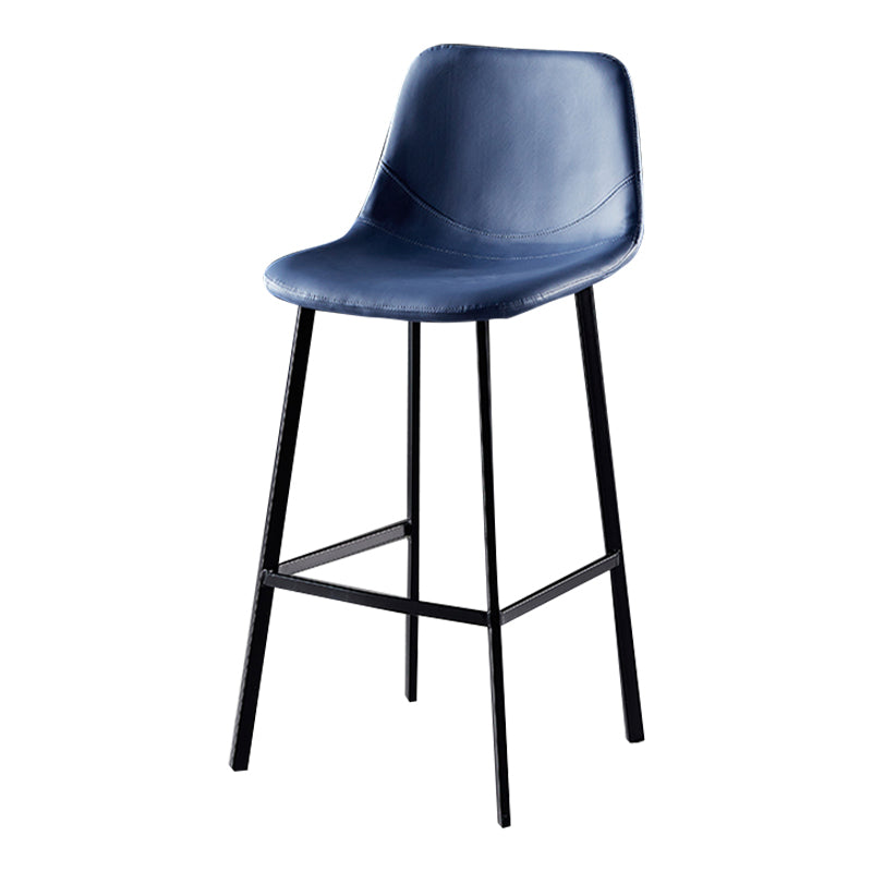 Modern Armless Backrest Counter Stool Iron Household Bar Stool with Leather Cushion