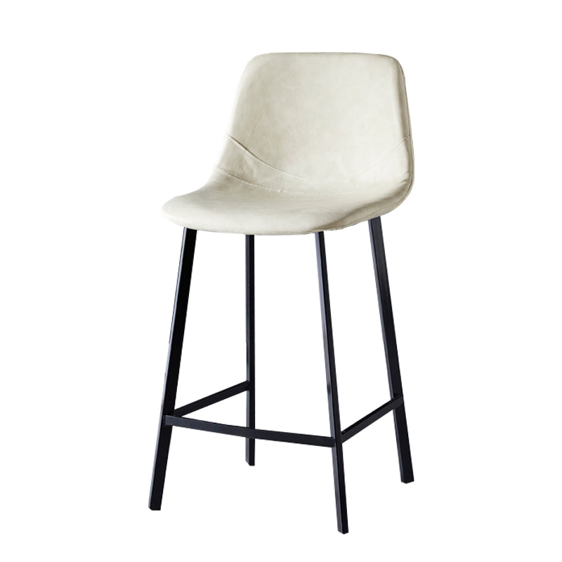 Modern Armless Backrest Counter Stool Iron Household Bar Stool with Leather Cushion