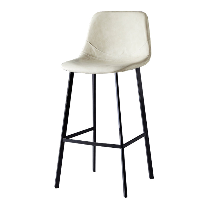 Modern Armless Backrest Counter Stool Iron Household Bar Stool with Leather Cushion
