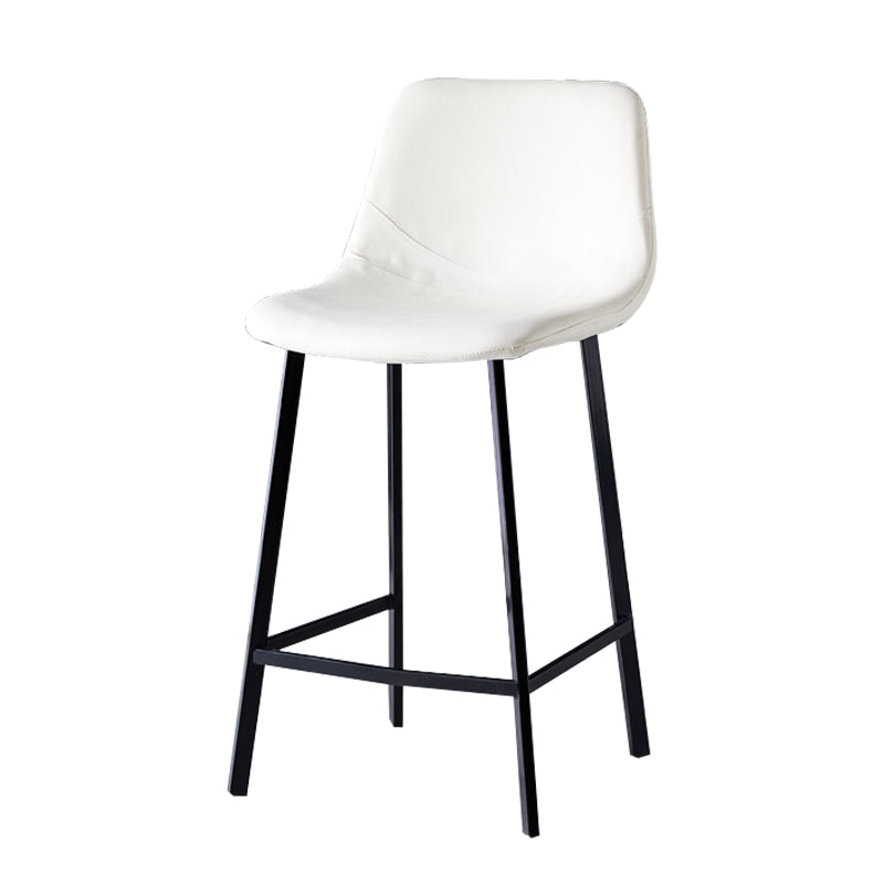 Modern Armless Backrest Counter Stool Iron Household Bar Stool with Leather Cushion