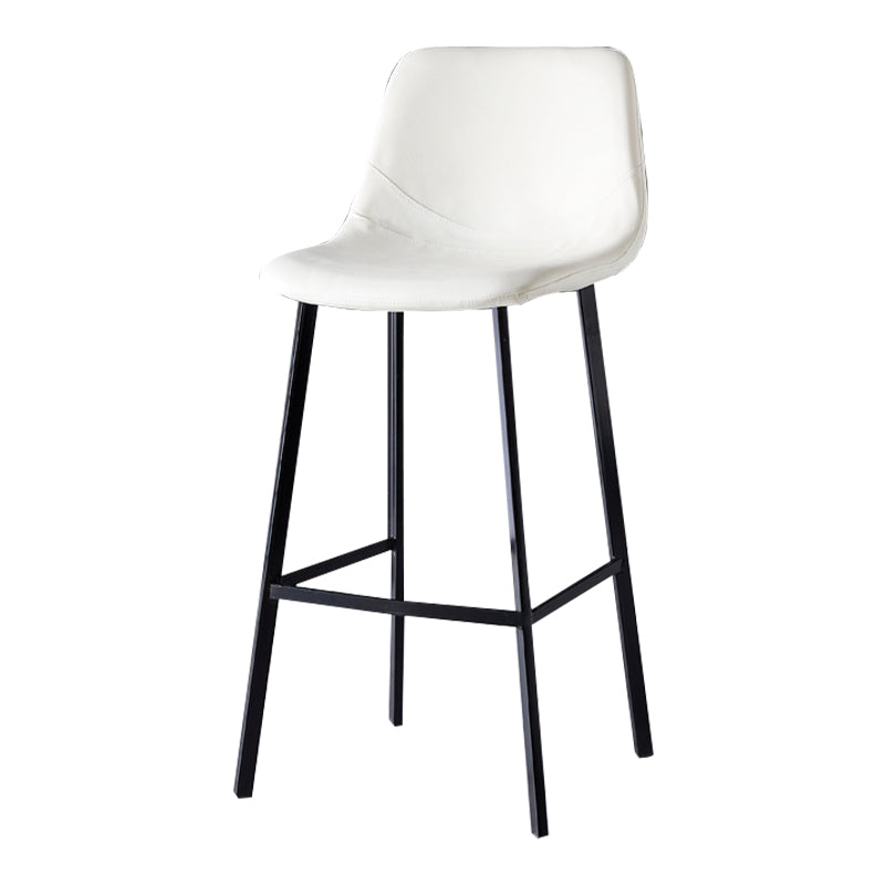 Modern Armless Backrest Counter Stool Iron Household Bar Stool with Leather Cushion