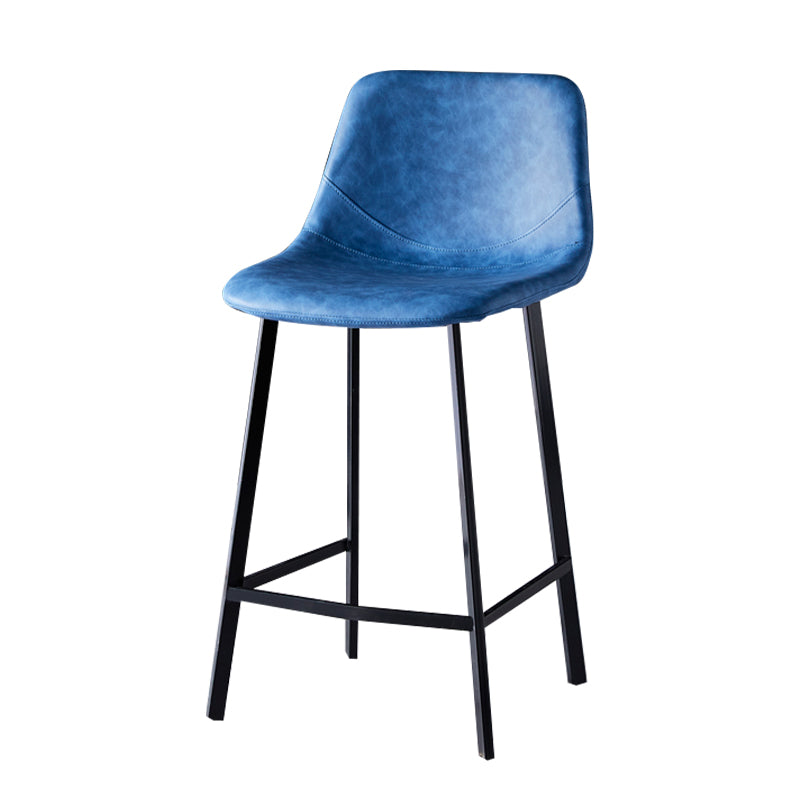 Modern Armless Backrest Counter Stool Iron Household Bar Stool with Leather Cushion