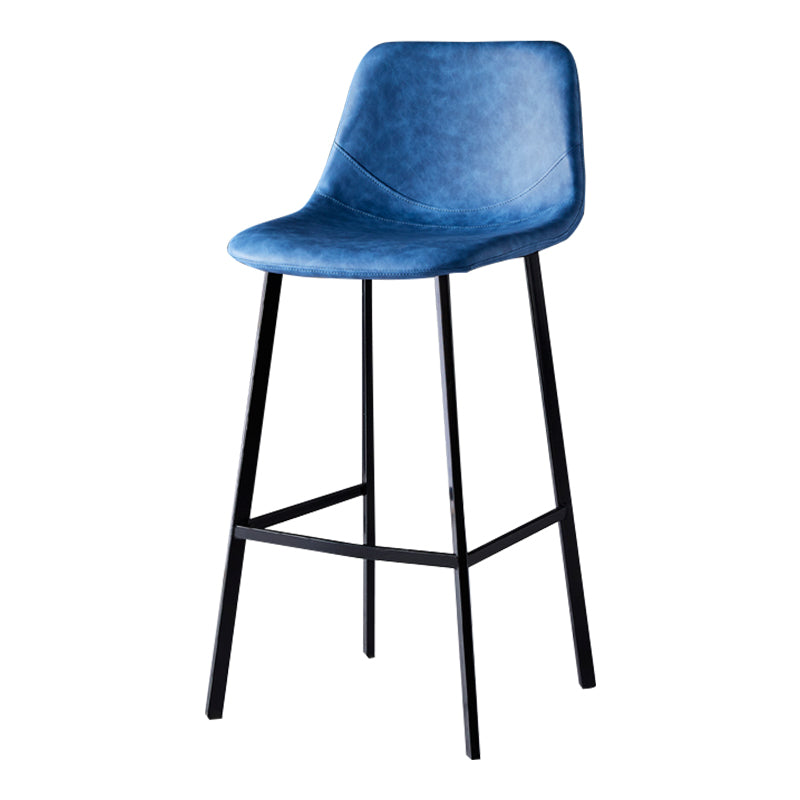 Modern Armless Backrest Counter Stool Iron Household Bar Stool with Leather Cushion