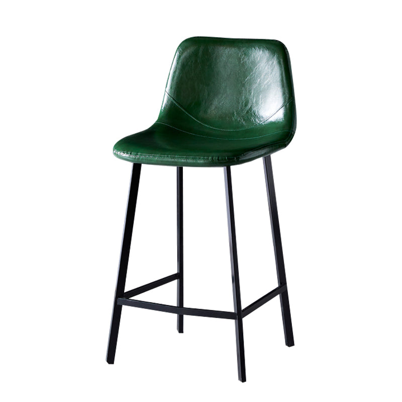 Modern Armless Backrest Counter Stool Iron Household Bar Stool with Leather Cushion