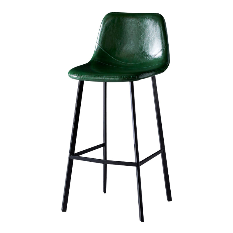 Modern Armless Backrest Counter Stool Iron Household Bar Stool with Leather Cushion