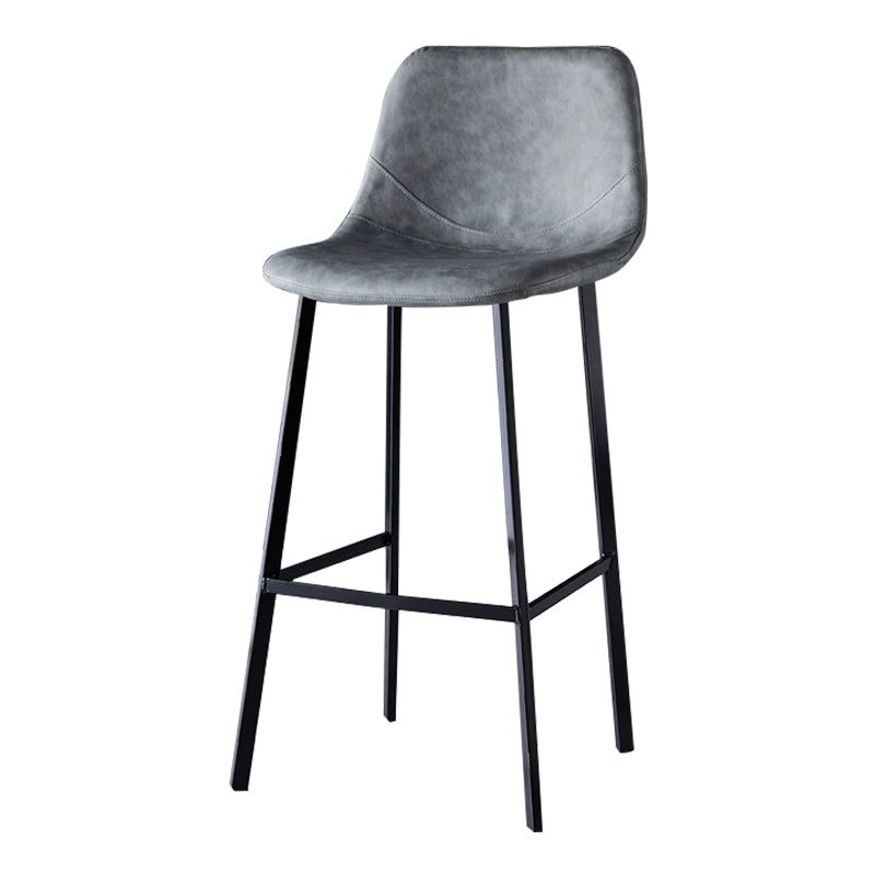 Modern Armless Backrest Counter Stool Iron Household Bar Stool with Leather Cushion