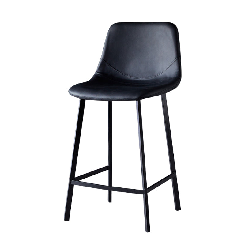 Modern Armless Backrest Counter Stool Iron Household Bar Stool with Leather Cushion