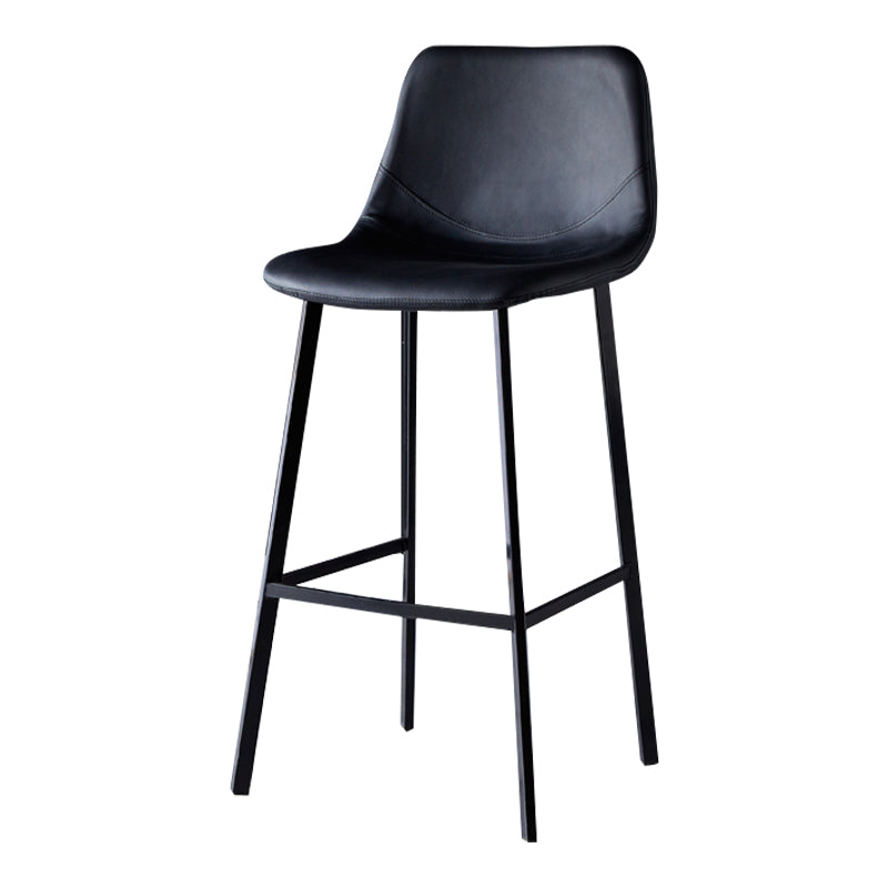 Modern Armless Backrest Counter Stool Iron Household Bar Stool with Leather Cushion