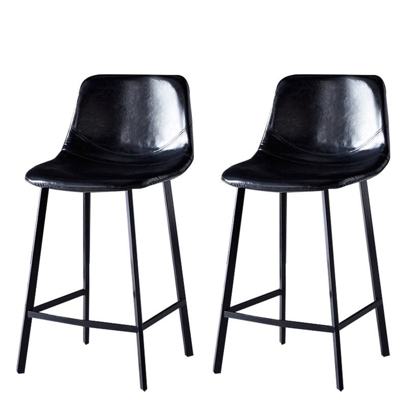 Modern Armless Backrest Counter Stool Iron Household Bar Stool with Leather Cushion