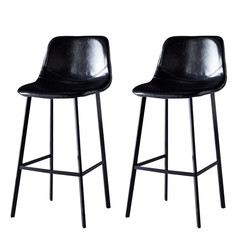 Modern Armless Backrest Counter Stool Iron Household Bar Stool with Leather Cushion