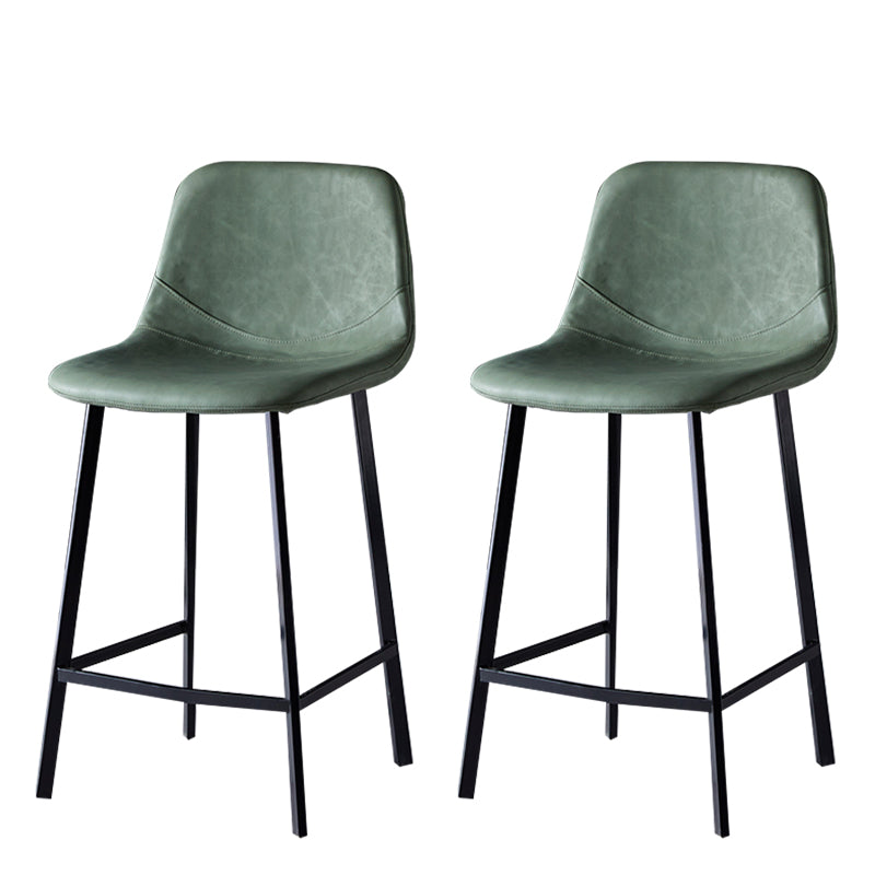 Modern Armless Backrest Counter Stool Iron Household Bar Stool with Leather Cushion