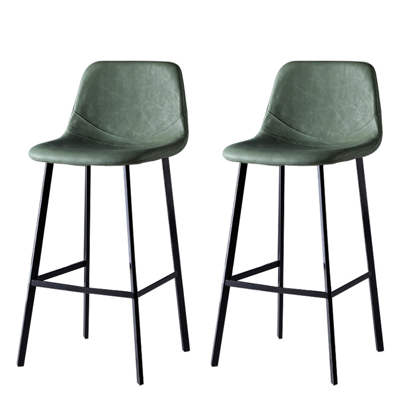 Modern Armless Backrest Counter Stool Iron Household Bar Stool with Leather Cushion