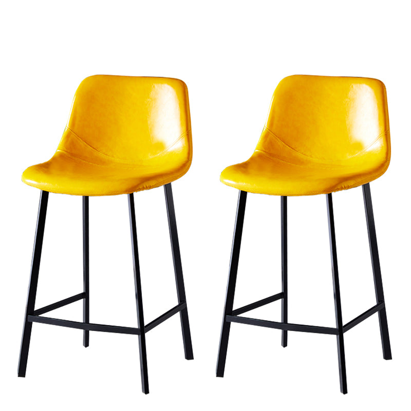 Modern Armless Backrest Counter Stool Iron Household Bar Stool with Leather Cushion