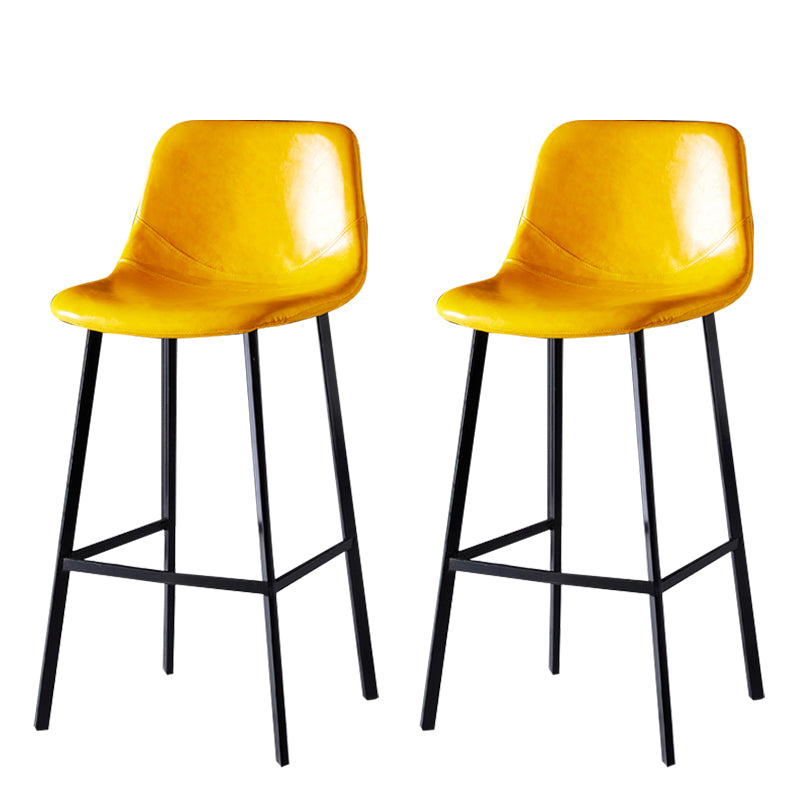 Modern Armless Backrest Counter Stool Iron Household Bar Stool with Leather Cushion