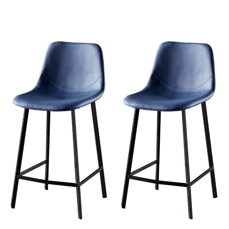 Modern Armless Backrest Counter Stool Iron Household Bar Stool with Leather Cushion