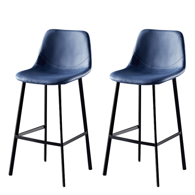 Modern Armless Backrest Counter Stool Iron Household Bar Stool with Leather Cushion