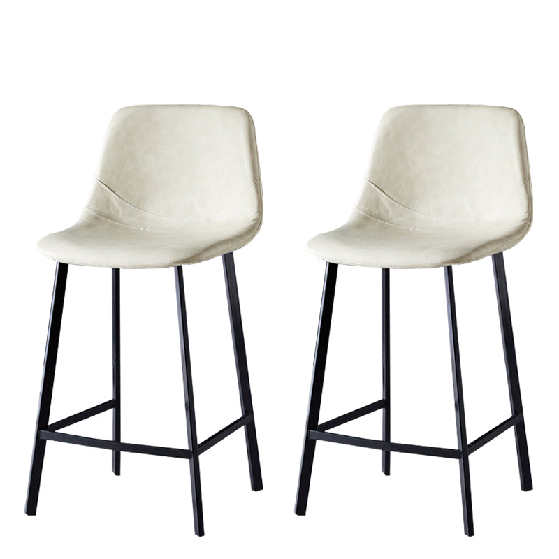 Modern Armless Backrest Counter Stool Iron Household Bar Stool with Leather Cushion