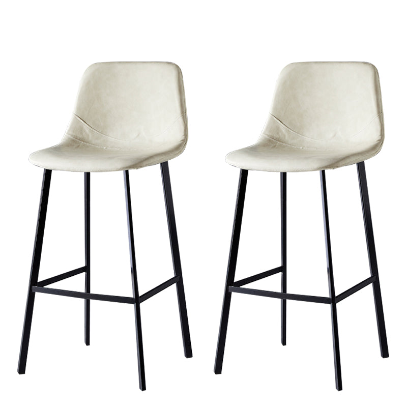 Modern Armless Backrest Counter Stool Iron Household Bar Stool with Leather Cushion