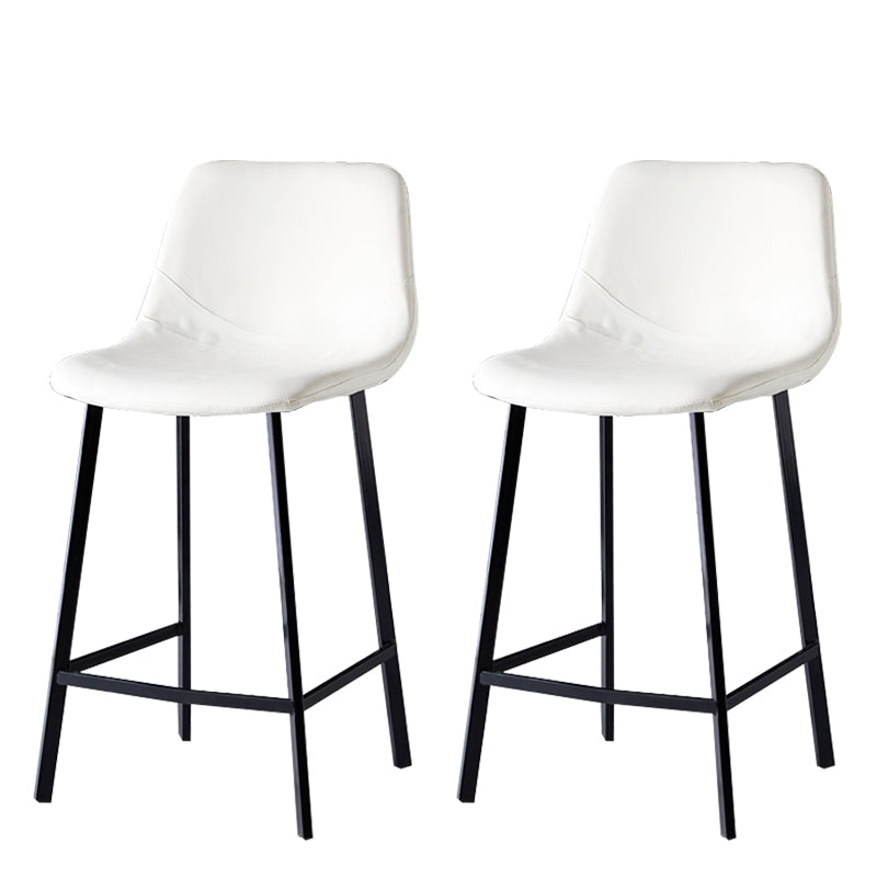 Modern Armless Backrest Counter Stool Iron Household Bar Stool with Leather Cushion