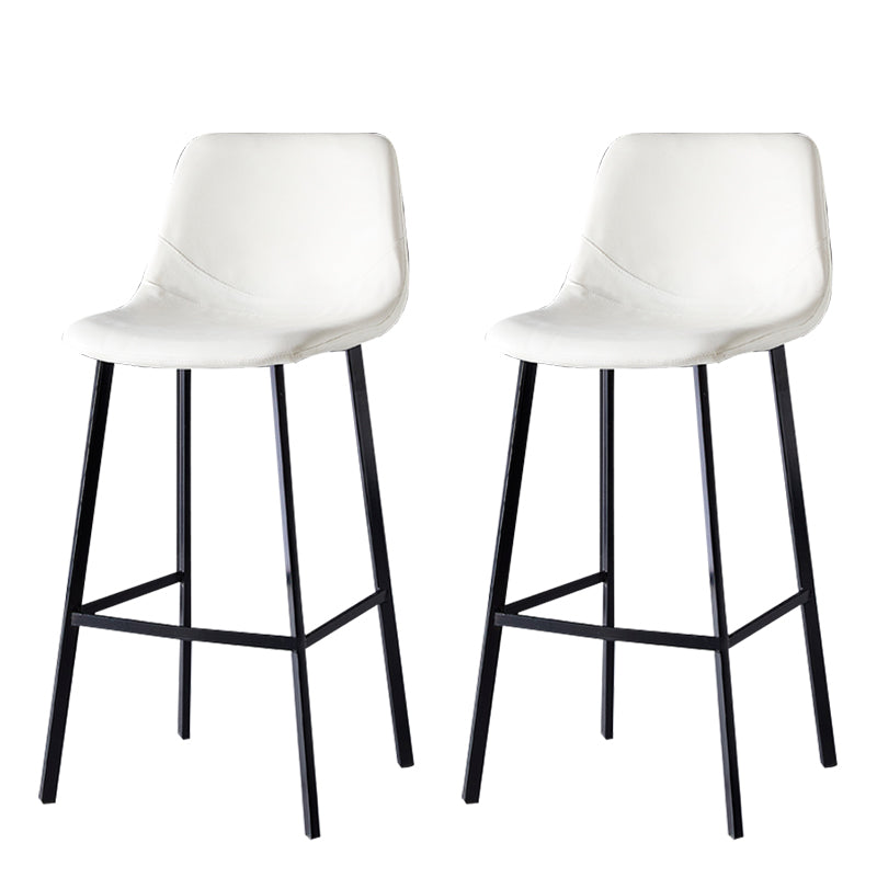 Modern Armless Backrest Counter Stool Iron Household Bar Stool with Leather Cushion