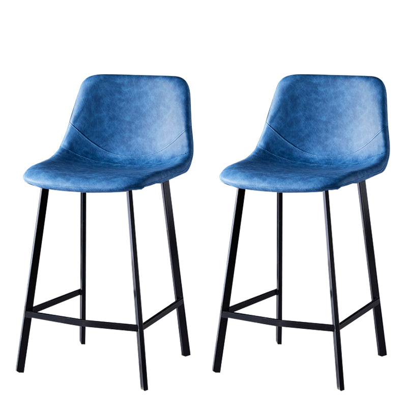 Modern Armless Backrest Counter Stool Iron Household Bar Stool with Leather Cushion