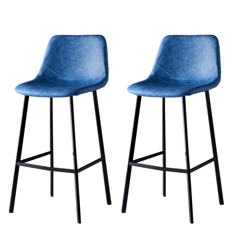 Modern Armless Backrest Counter Stool Iron Household Bar Stool with Leather Cushion