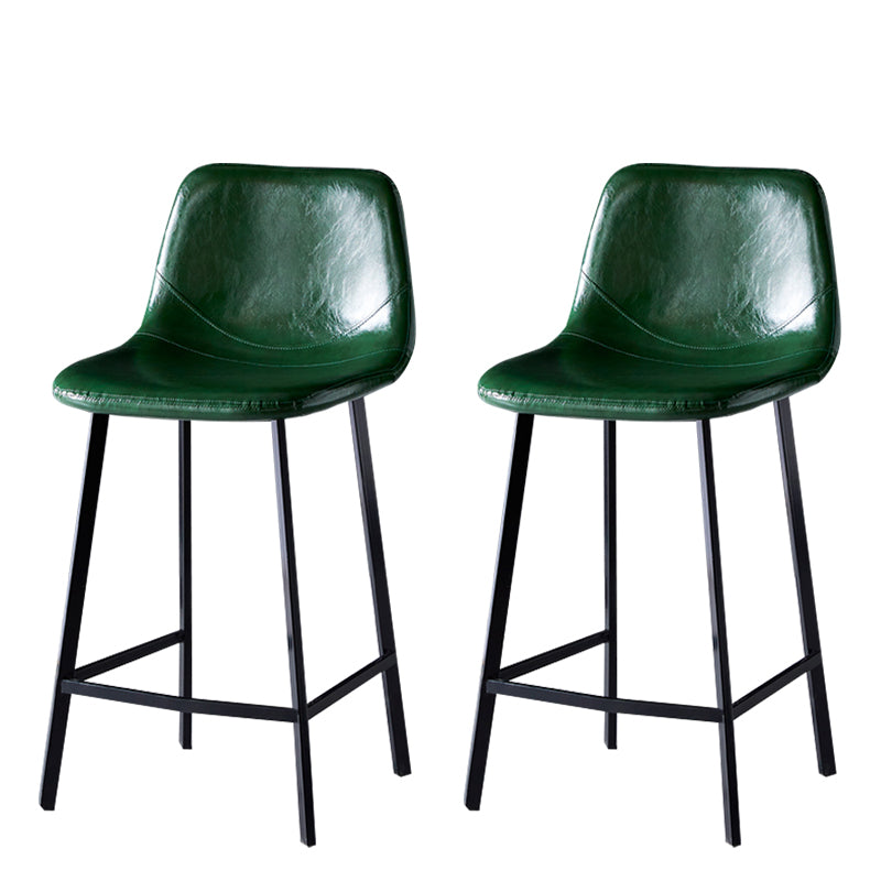 Modern Armless Backrest Counter Stool Iron Household Bar Stool with Leather Cushion