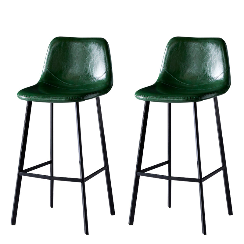 Modern Armless Backrest Counter Stool Iron Household Bar Stool with Leather Cushion