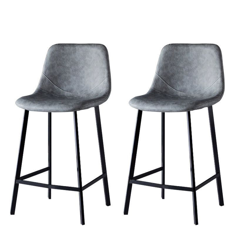 Modern Armless Backrest Counter Stool Iron Household Bar Stool with Leather Cushion