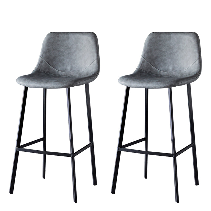 Modern Armless Backrest Counter Stool Iron Household Bar Stool with Leather Cushion