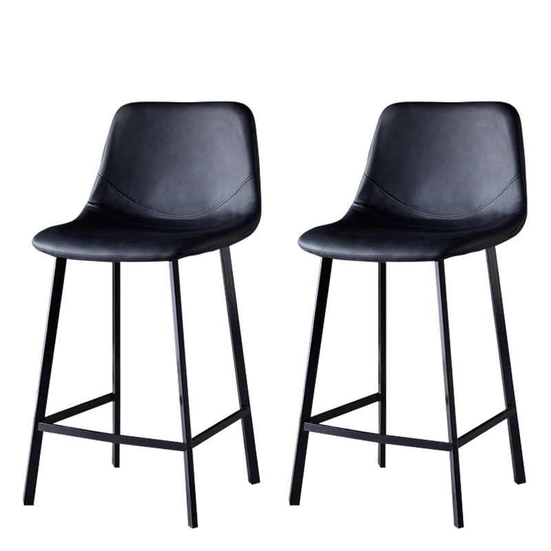 Modern Armless Backrest Counter Stool Iron Household Bar Stool with Leather Cushion
