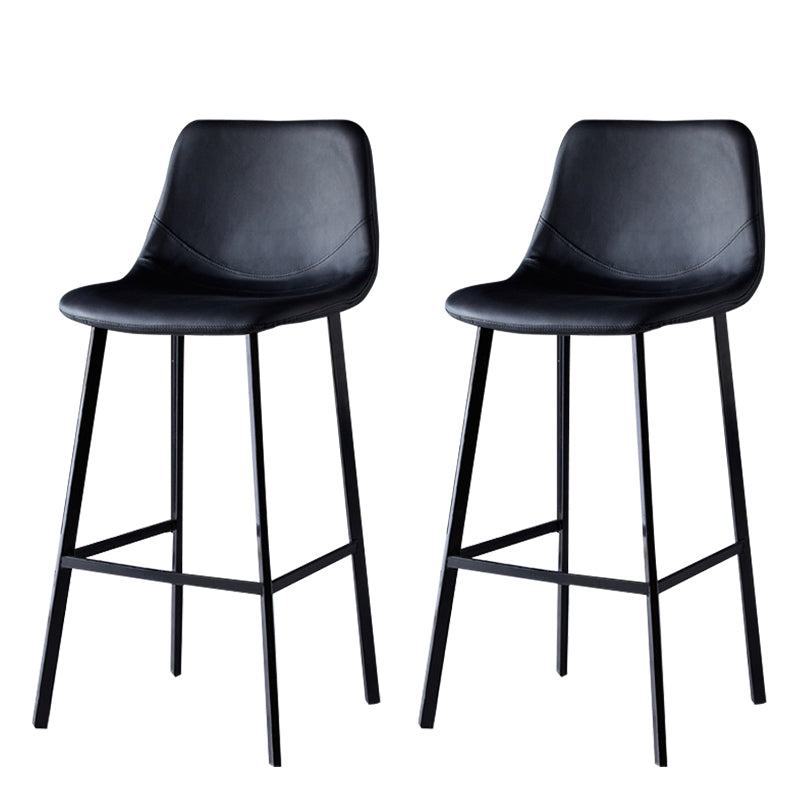 Modern Armless Backrest Counter Stool Iron Household Bar Stool with Leather Cushion