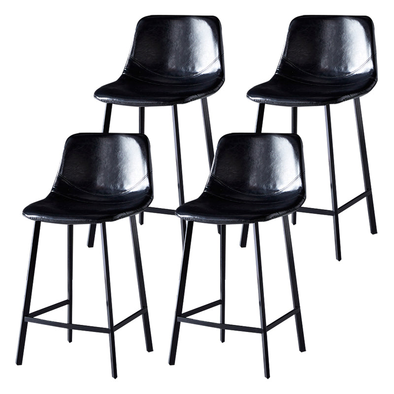 Modern Armless Backrest Counter Stool Iron Household Bar Stool with Leather Cushion
