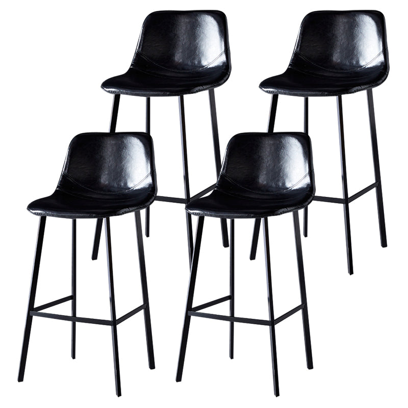 Modern Armless Backrest Counter Stool Iron Household Bar Stool with Leather Cushion