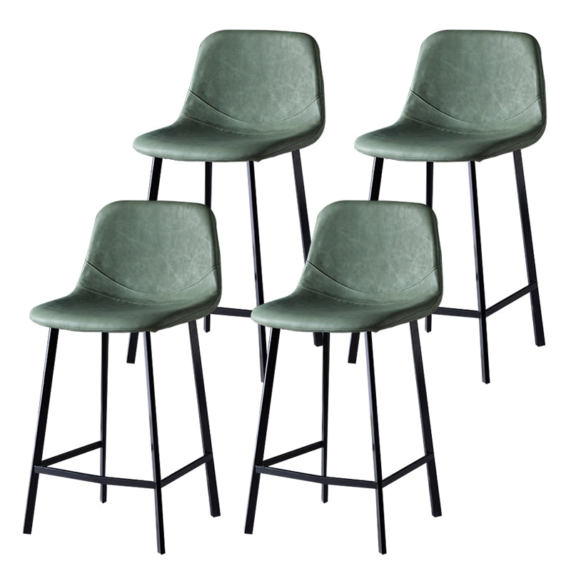 Modern Armless Backrest Counter Stool Iron Household Bar Stool with Leather Cushion