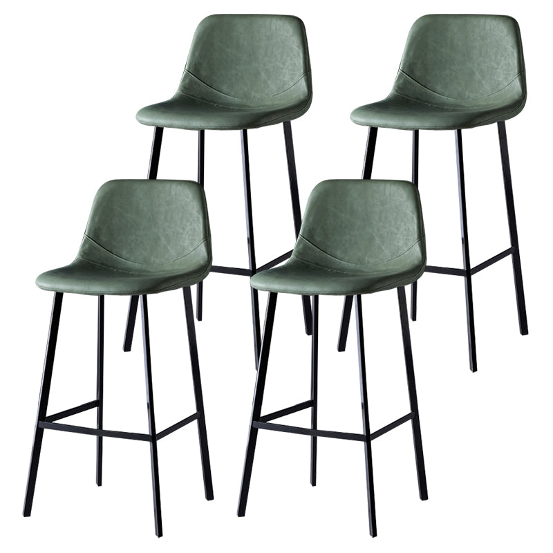 Modern Armless Backrest Counter Stool Iron Household Bar Stool with Leather Cushion