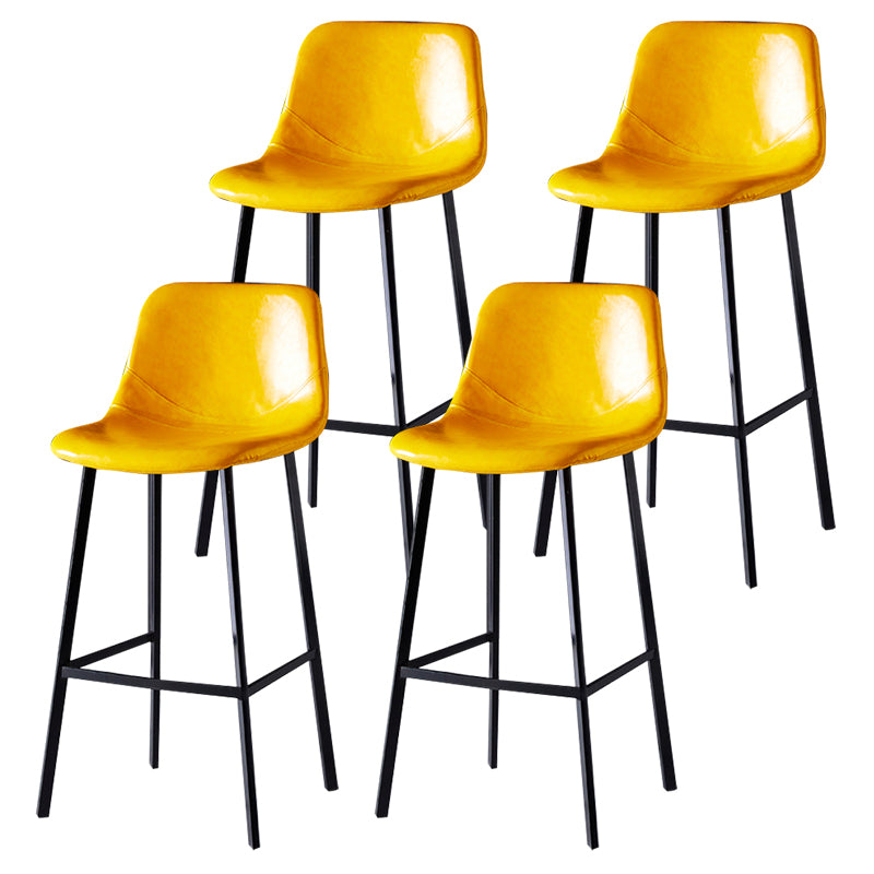 Modern Armless Backrest Counter Stool Iron Household Bar Stool with Leather Cushion